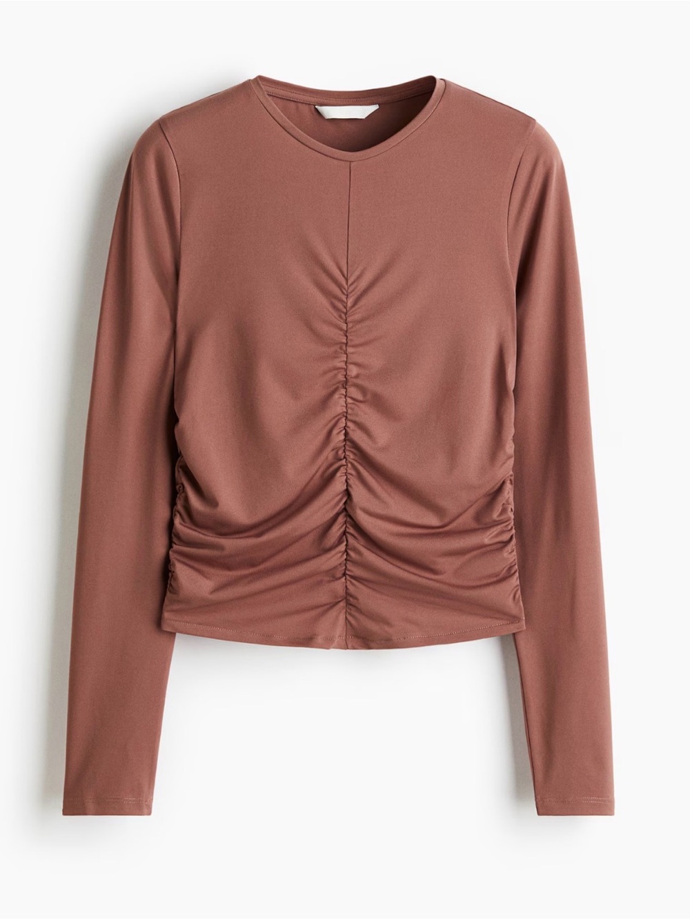 H&M Long-Sleeve Ruched Tee in Dusty Rose